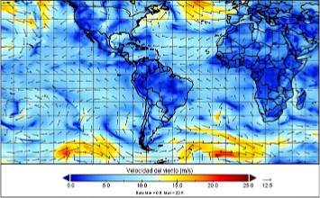 Presión atmosférica en superficie normalizada en Sudamérica Tropical para el 10 de noviembre de 2019 a las 13:00 h (Ecuador continental). Información de los reanálisis ERA-Interim. Mapa elaborado por MSc Francisco Javier Méndez Bravo.