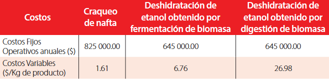 Estimación de costos operativos y costos variables.