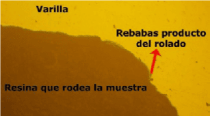 Micrografía metalográfica de de muestra patrón (tramo recto), varilla de 12 mm.
