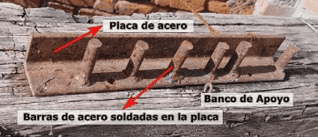 Estribadera utilizada en el doblado tradicional de varillas de acero de 10 mm.