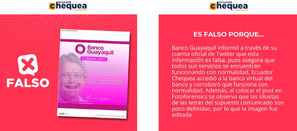 Circulaban  imágenes que suplantaban la identidad de las instituciones financieras para crear pánico en la población durante la conmoción del paro nacional