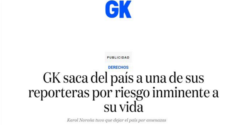 Salida del país de Karol Noroña anunciado por GK