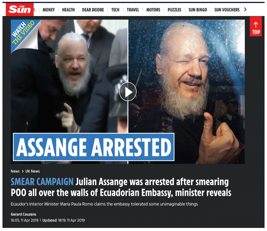 Ejemplo de las publicaciones de The Sun del 11 de
abril de 2019. Captura de pantalla.