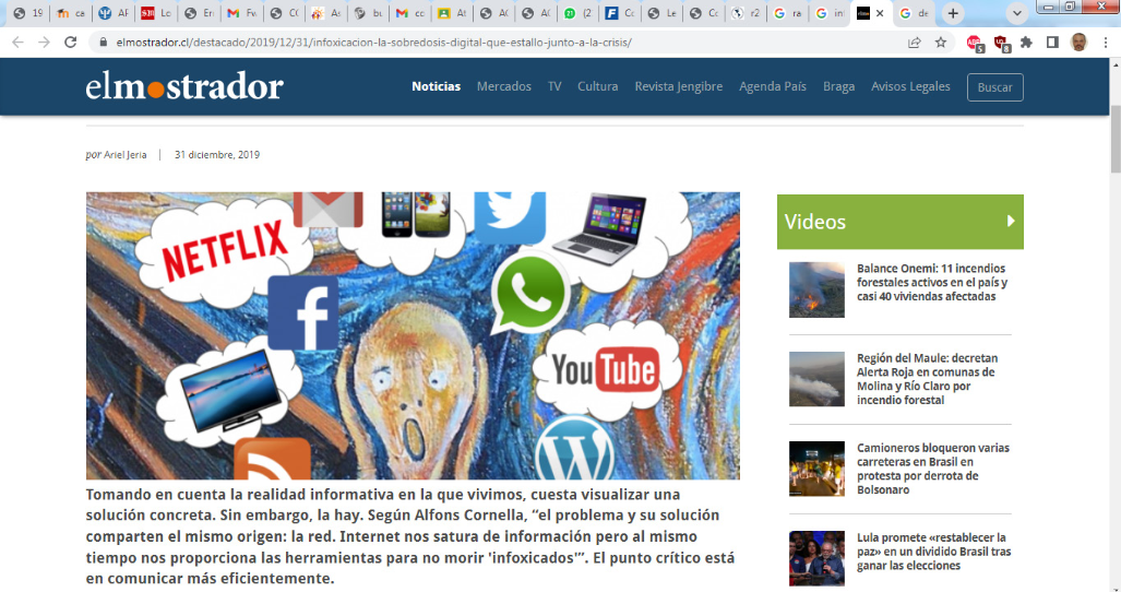 Captura de pantalla de “Infoxicación: la sobredosis digital que estalló junto a la crisis” de Jeria (2019)