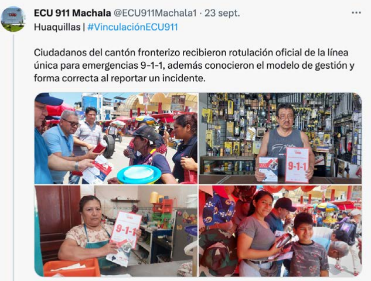 Los comunicadores del Servicio Integrado de Seguridad SIS ECU 911 tienen la responsabilidad de llevar a cabo la vinculaci&oacute;n con la comunidad mediante Ferias Ciudadanas.