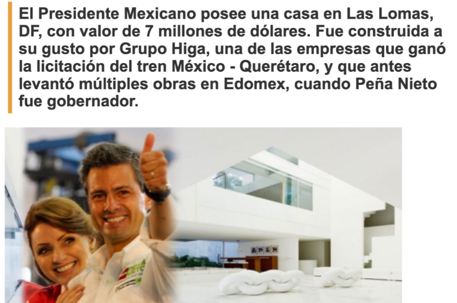 Esta investigaci&oacute;n comprueba c&oacute;mo el exmandatario mexicano, Enrique Pe&ntilde;a Nieto, desvi&oacute; recursos para construir una casa de m&aacute;s de 7 millones de d&oacute;lares