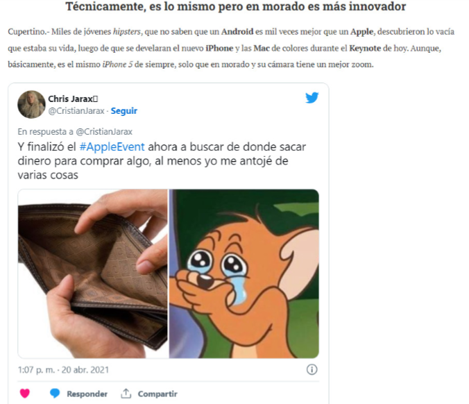 El diario El Deforma public&oacute; esta noticia con contenido completamente ficticio con el fin de crear conciencia ante el consumismo tecnol&oacute;gico