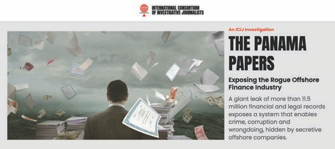 El Consorcio Internacional de Periodistas de Investigaci&oacute;n (ICIJ por sus siglas en ingl&eacute;s) devel&oacute; los
negocios offshore ocultos en los papeles de Panam&aacute; en el 2016