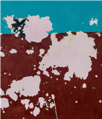 Figura 11. G&eacute;nesis Alay&oacute;n: Pared Bicolor 1 (2022). &Oacute;leo sobre tela. 71 x 61 cm. Cortes&iacute;a del artista.