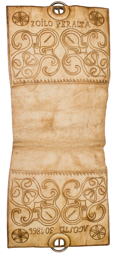 Cincha porteña para lomillo o basto con acionera, siglo XIX. Autor desconocido. Foto de Segundo Deferrari en Guasqueros Argentinos, 2016.