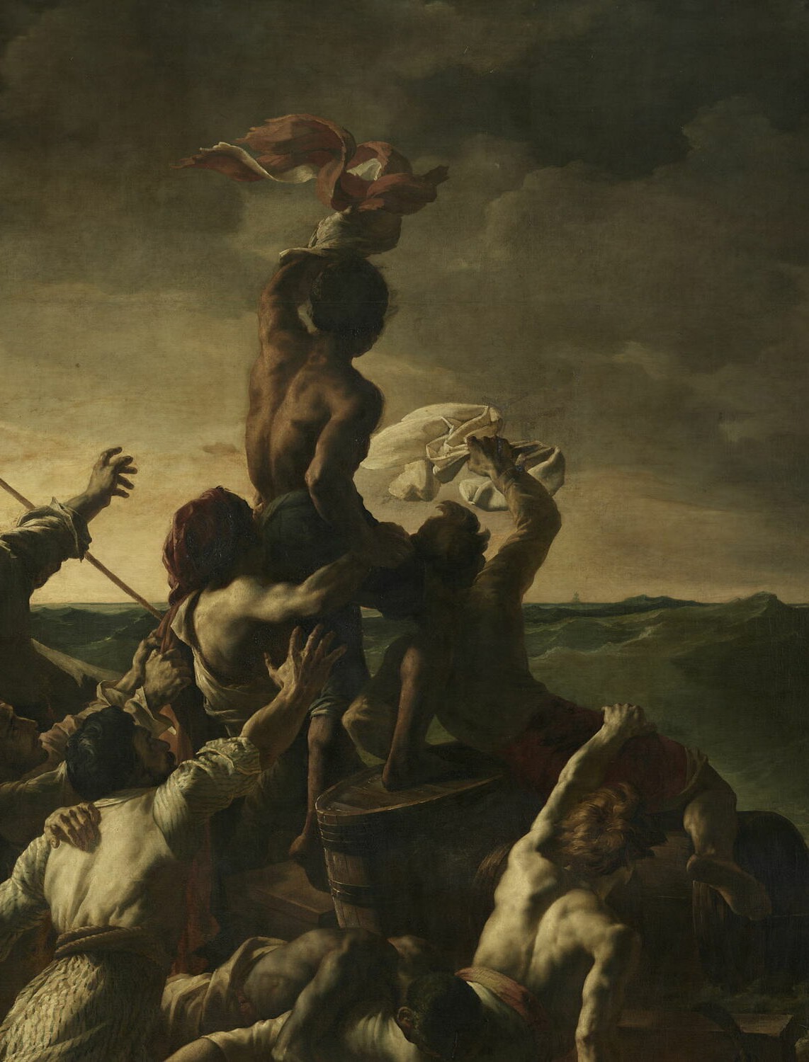 Th&egrave;odore G&egrave;ricault, La balsa de la Medusa, detalle, 1819. &Oacute;leo sobre canvas, 491 cm x 716 cm. Museo del Louvre. &copy; 2015 GrandPalaisRmn (mus&eacute;e du Louvre)/Michel Urtado