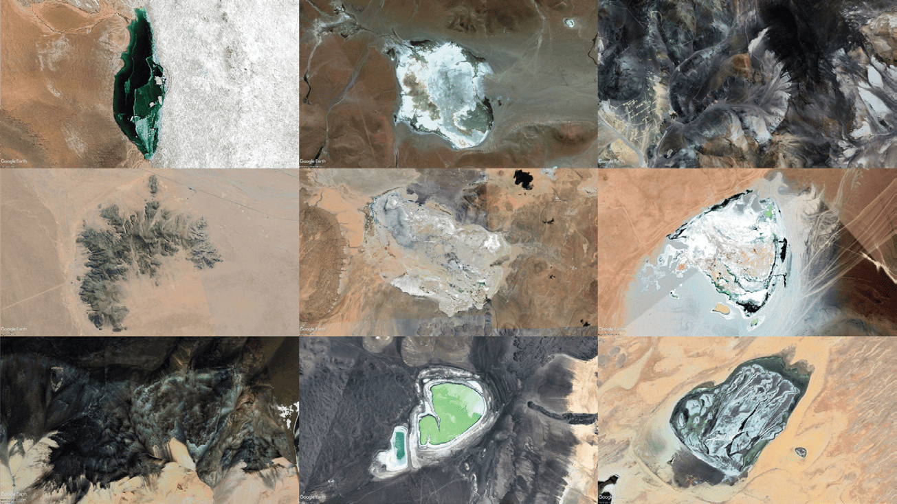 Capturas satelitales de los salares en el «triángulo de litio».