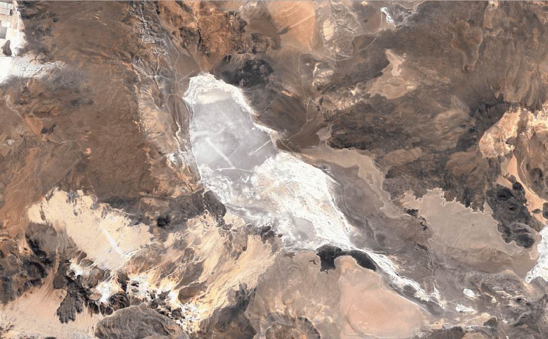 Vista satelital del Salar Río Grande en Salta, Argentina.