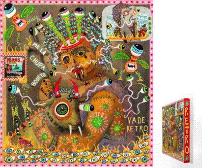 Vade Retro, 2022. Collage, resina l&iacute;quida y pintura. 36 x 33,5 cm.