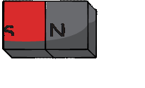 Elemento gráfico que inicialmente representaba un imán en el juego de imanes de electromagnetismo. Este gráfico no coincidió con el modelo mental de imán de los usuarios porque parecía un borrador.