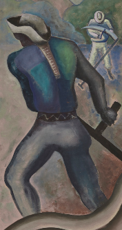 Iosu Aramburu. D&iacute;a de campo I(EK, 1937), 2023. Acr&iacute;lico sobre lino te&ntilde;ido, 120 x 60 cm. Foto: Juan Pablo Murrugarra.