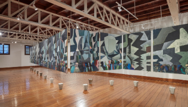 Iosu Aramburu. Una nueva era, 2018. Vista de instalaci&oacute;n en el Museo de Arte de la Universidad Nacional Mayor de San Marcos, Lima. Foto: Juan Pablo Murrugarra.