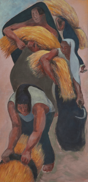 Iosu Aramburu. D&iacute;a de campo XIV (CE, 1934), 2023. Acr&iacute;lico sobre lino te&ntilde;ido, 120 x 60 cm. Foto: Juan Pablo Murrugarra.
