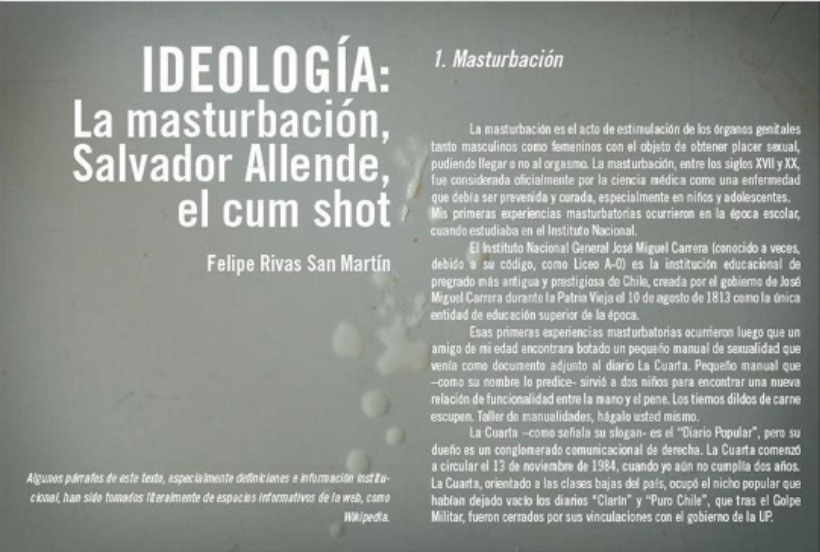 Felipe Rivas. “Ideología” (Ideology), Garçon, foto-performance text, 2010. Courtesy of Felipe Rivas.