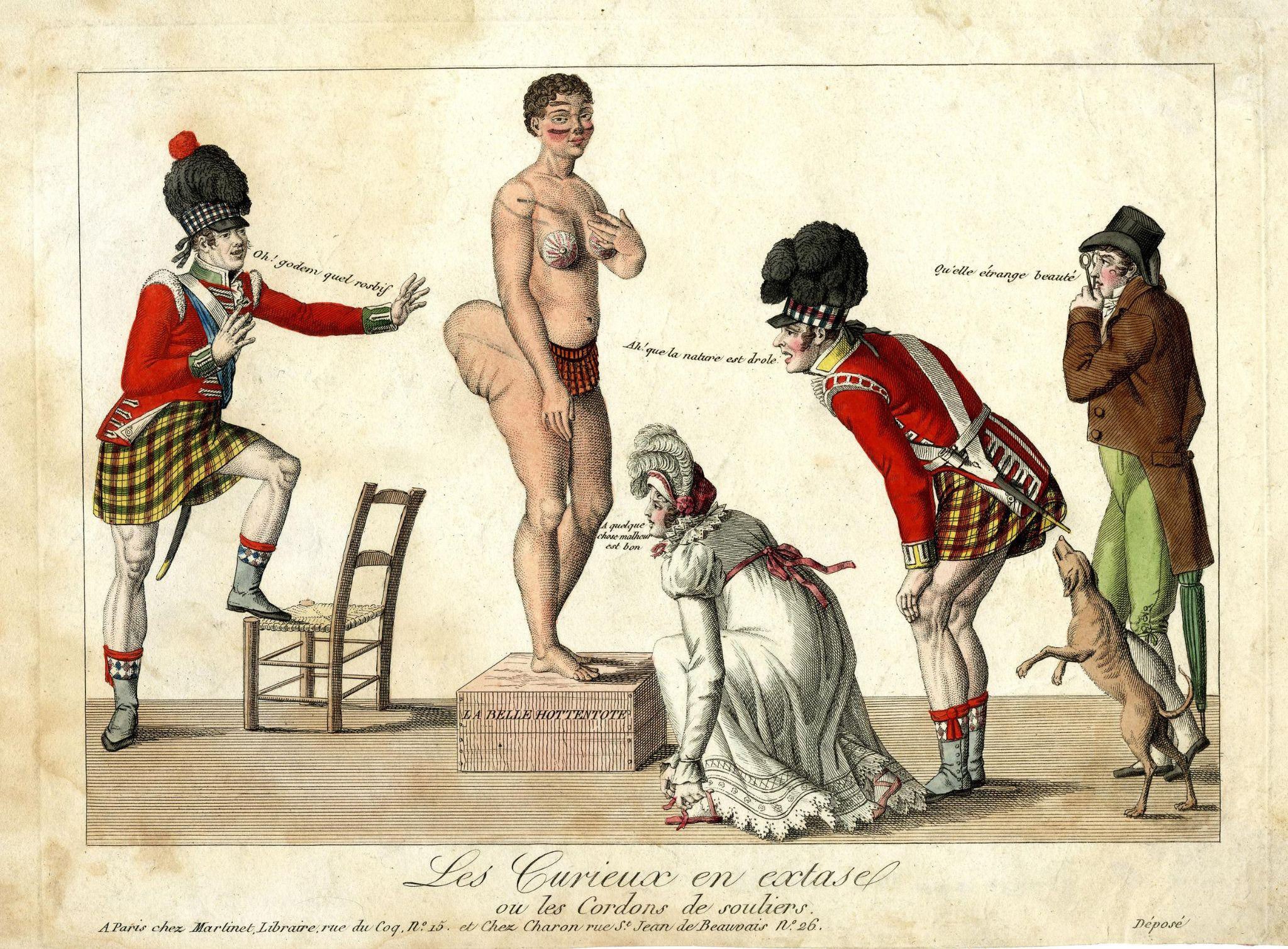 Louis Fran&ccedil;ois Charon, Les Curieux en extase, ou les cordons de souliers, c. 1814-15, aguafuerte pintado a mano, 222 mm x 295 mm. The British Museum. &copy; The Trustees of the British Museum. Compartido con una licencia Creative Commons Atribuci&oacute;n no Comercial (CC BY-NC-SA 4.0)