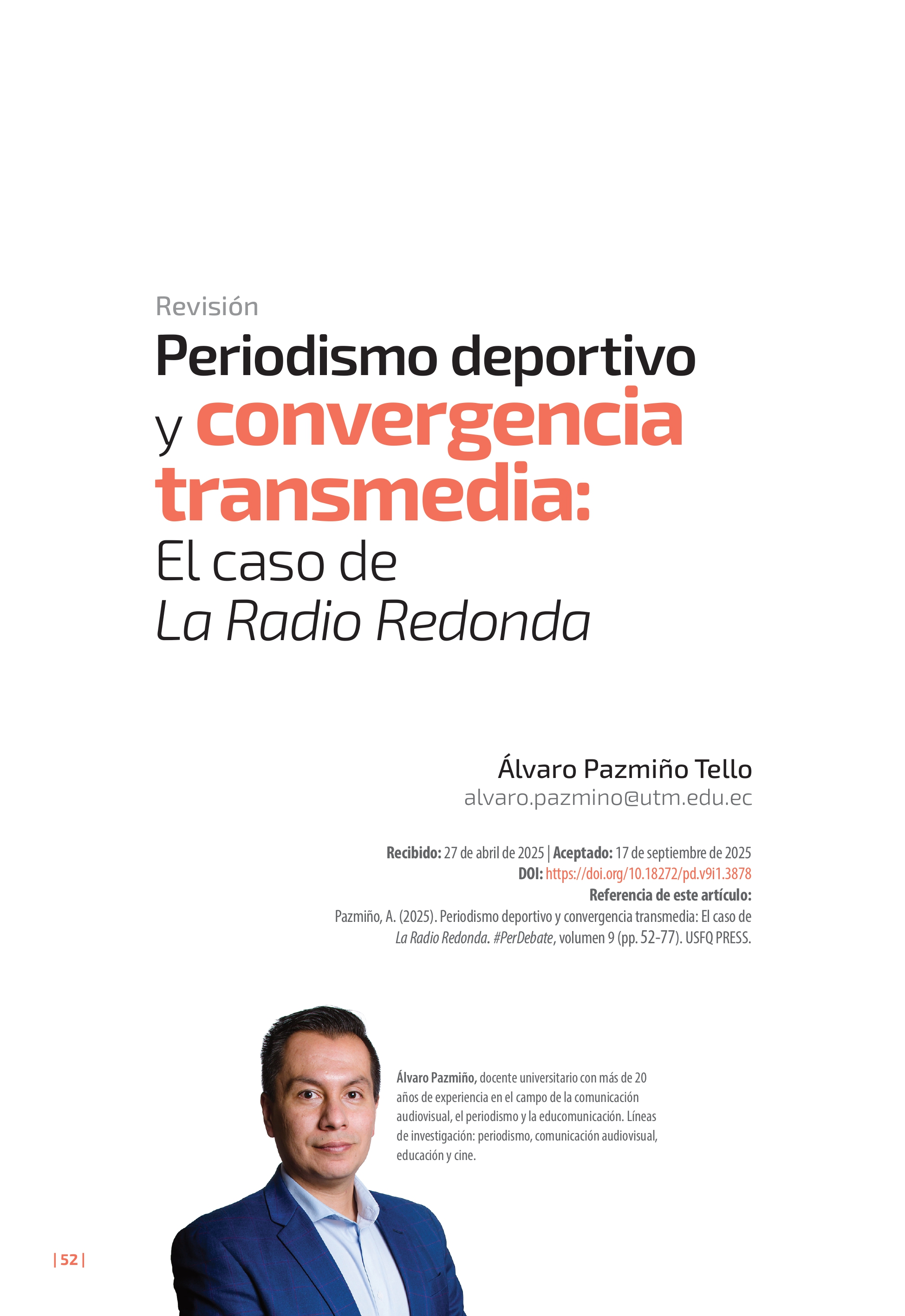 Sports journalism and transmedia convergence:  The case of La Radio Redonda