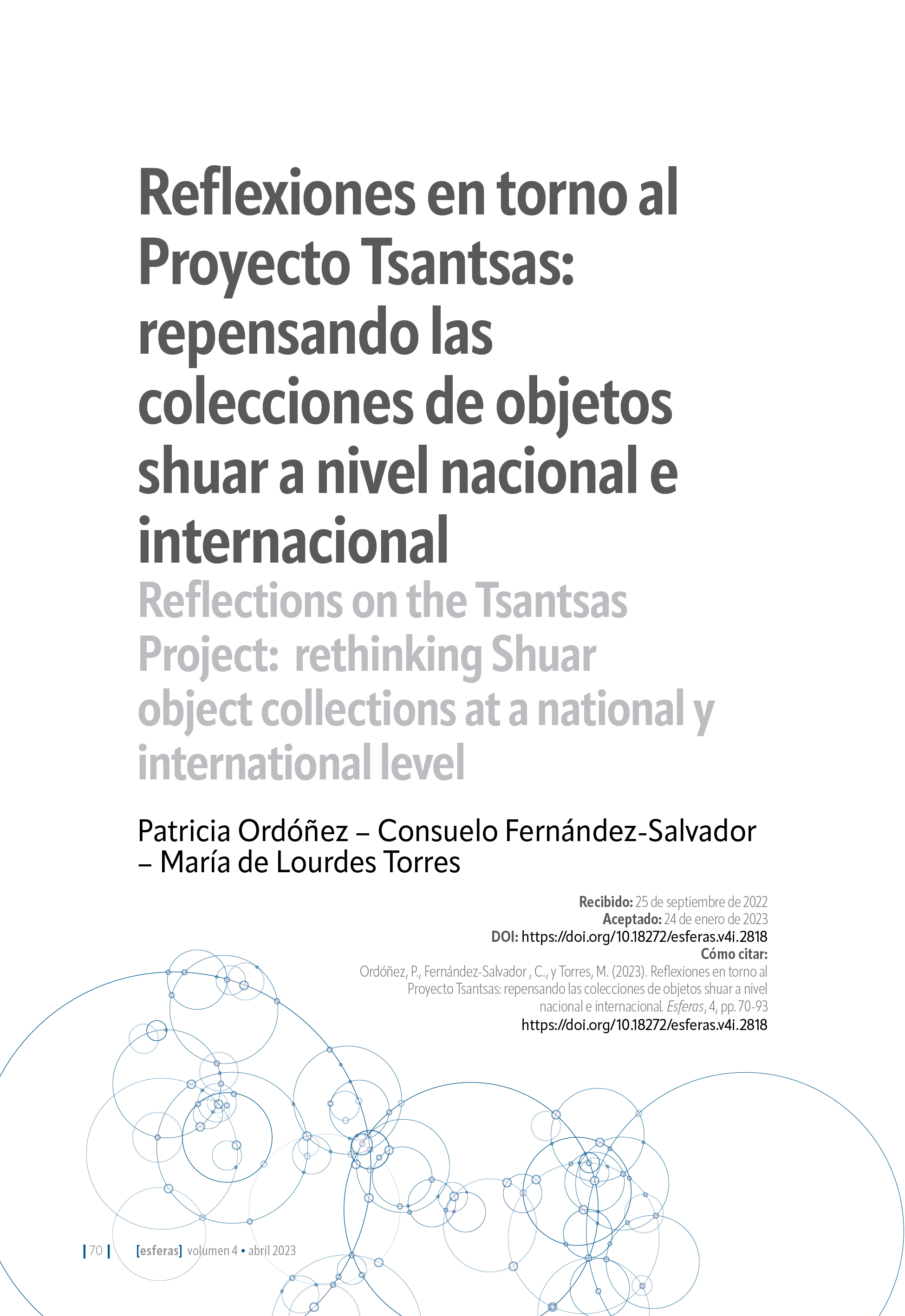 Portada del artículo "Reflexiones en torno al Proyecto Tsantsas:  repensando las colecciones de objetos shuar a nivel nacional e internacional"