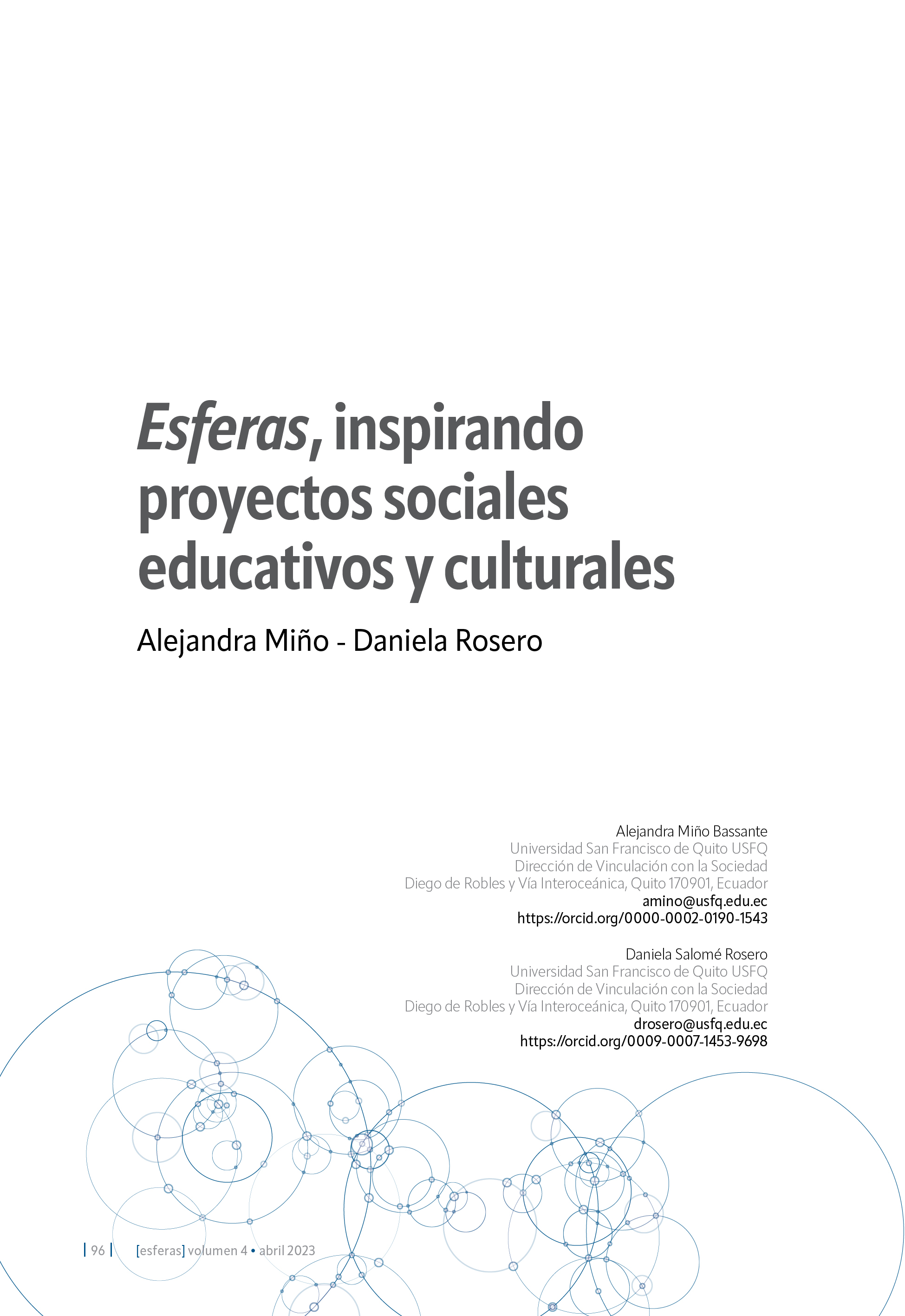 Portada del artículo "Esferas, inspirando proyectos sociales educativos y culturales"